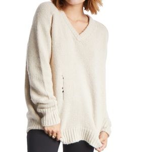 Tags Distressed V Neck Sweater